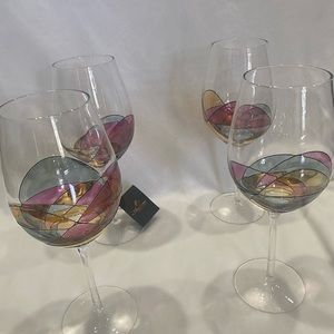 Set of four  Antoni Barcelona handcrafted, mouth blown, hand painted glasses